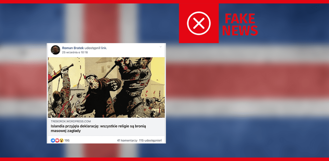Nie, Islandia nie uznała religii za broń masowej zagłady