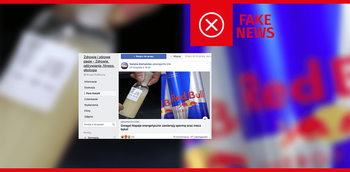 Nie, napoje energetyczne NIE zawierają moczu i spermy byka