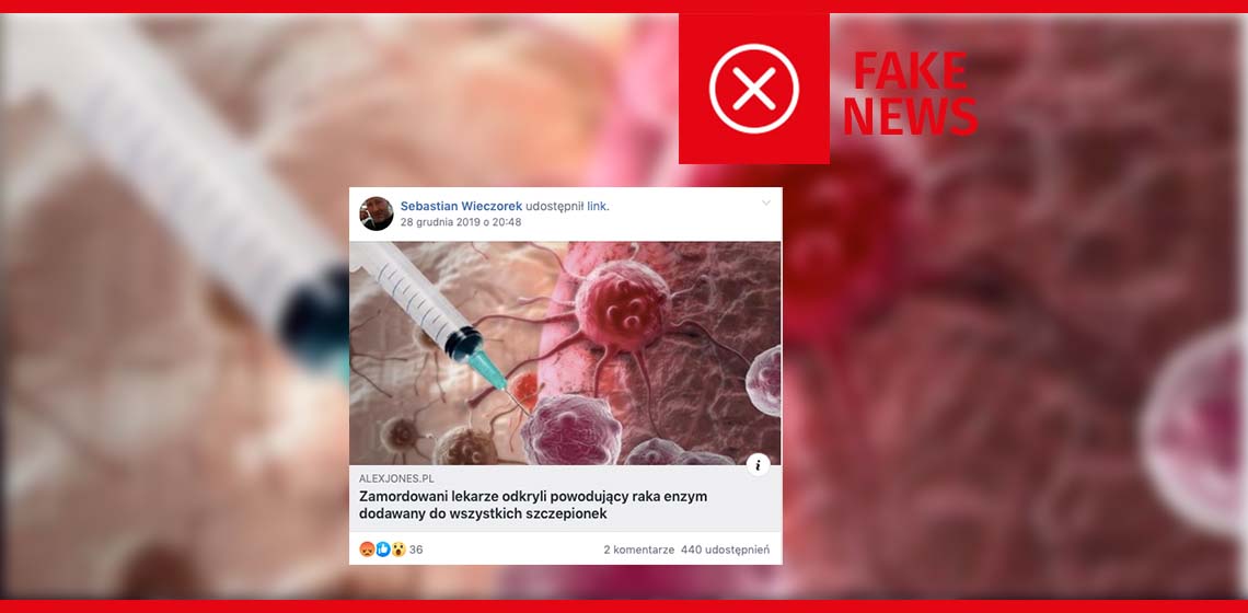 Nie, lekarze medycyny alternatywnej nie zostali zamordowani ze względu na odkrycie enzymu dodawanego do szczepionek
