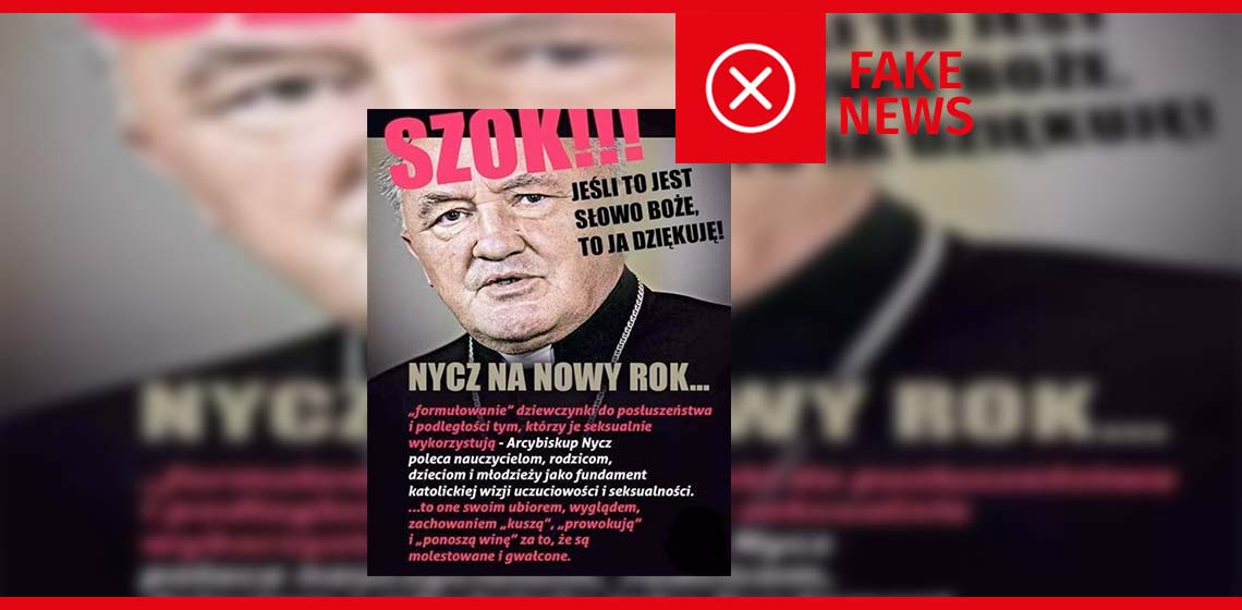 Nie, kardynał Nycz nie powiedział, że dziewczynki ponoszą winę za gwałty