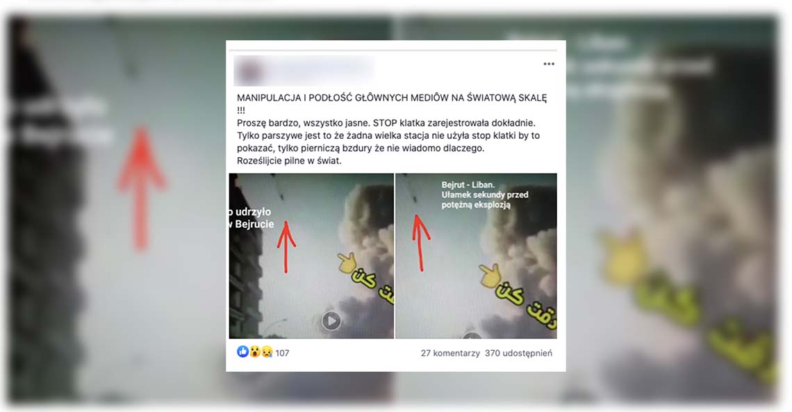 Eksplozja w Bejrucie nie została wywołana przez atak rakietowy