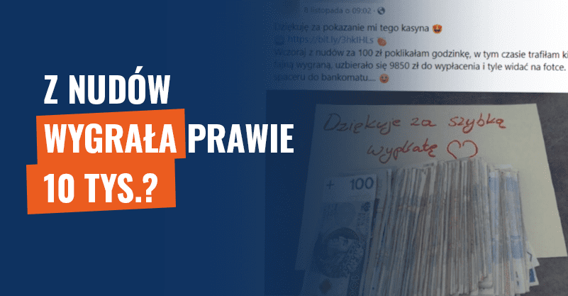 Z nudów wygrała prawie 10 tys.? Oszuści zmyślili historię!