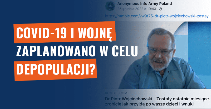 COVID-19 i wojnę zaplanowano w celu depopulacji? Fałsz!
