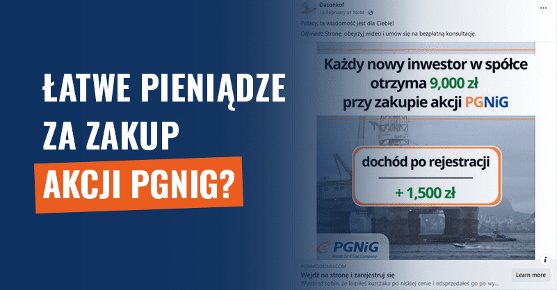 Łatwe pieniądze za zakup akcji PGNiG? Scam!