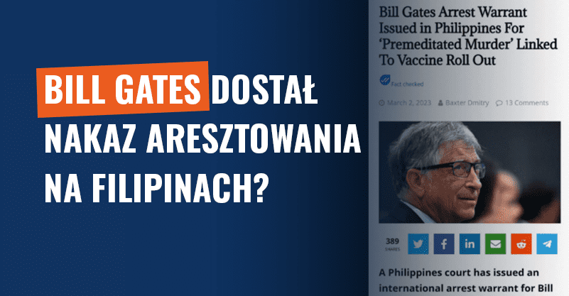 Bill Gates dostał nakaz aresztowania na Filipinach? Fałsz!