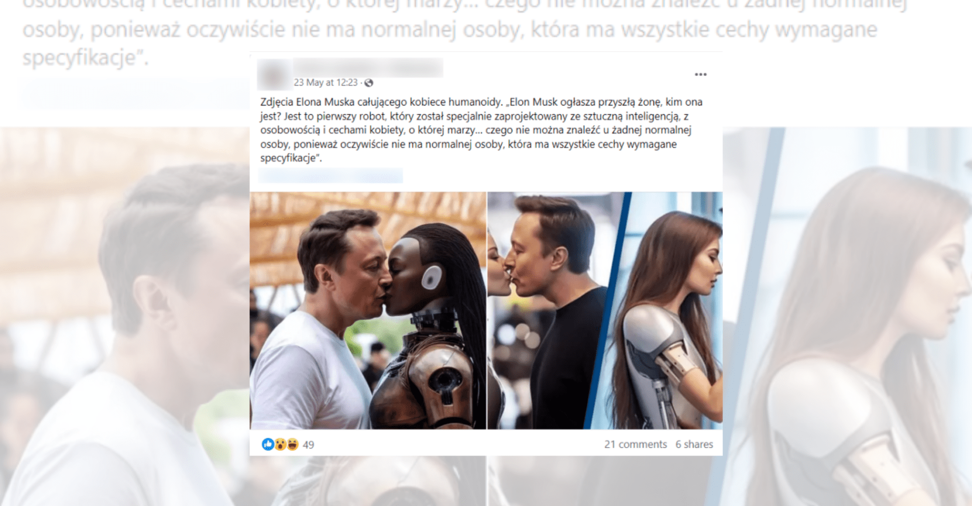 Elon Musk zbudował humanoidalną kobietę? Grafiki stworzyło AI