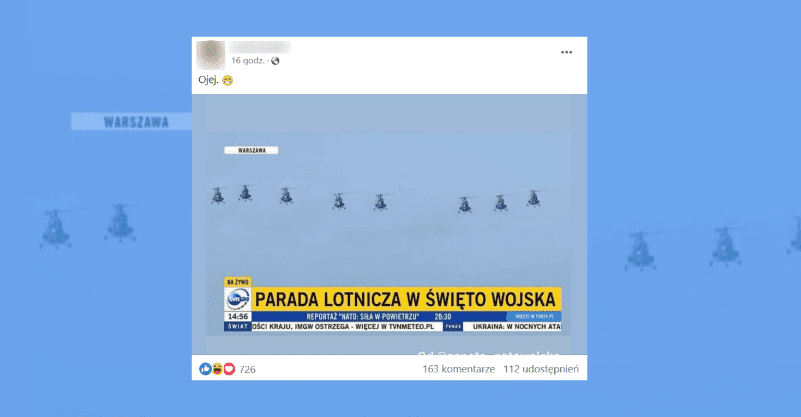 Helikoptery w szyku 8 gwiazd w czasie defilady Satyra!