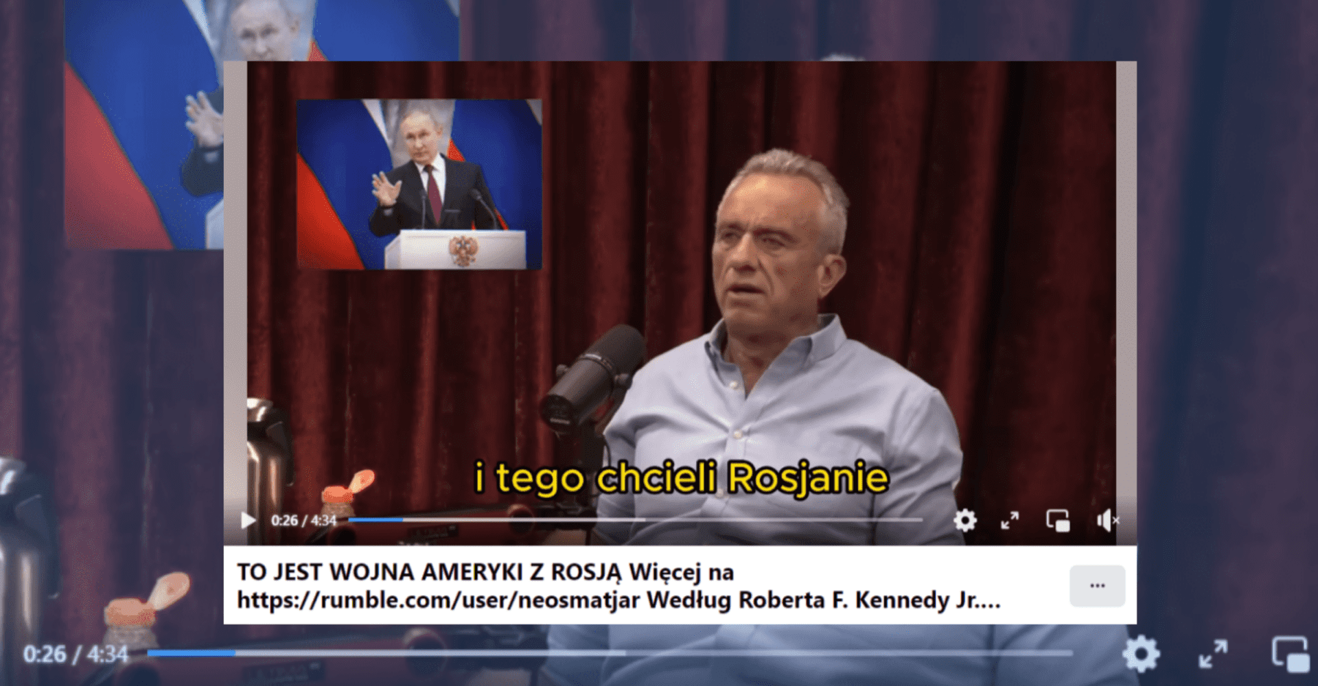 Screenshot filmiku "TO JEST WOJNA AMERYKI Z ROSJĄ" powielającego nieprawdziwe informacje.