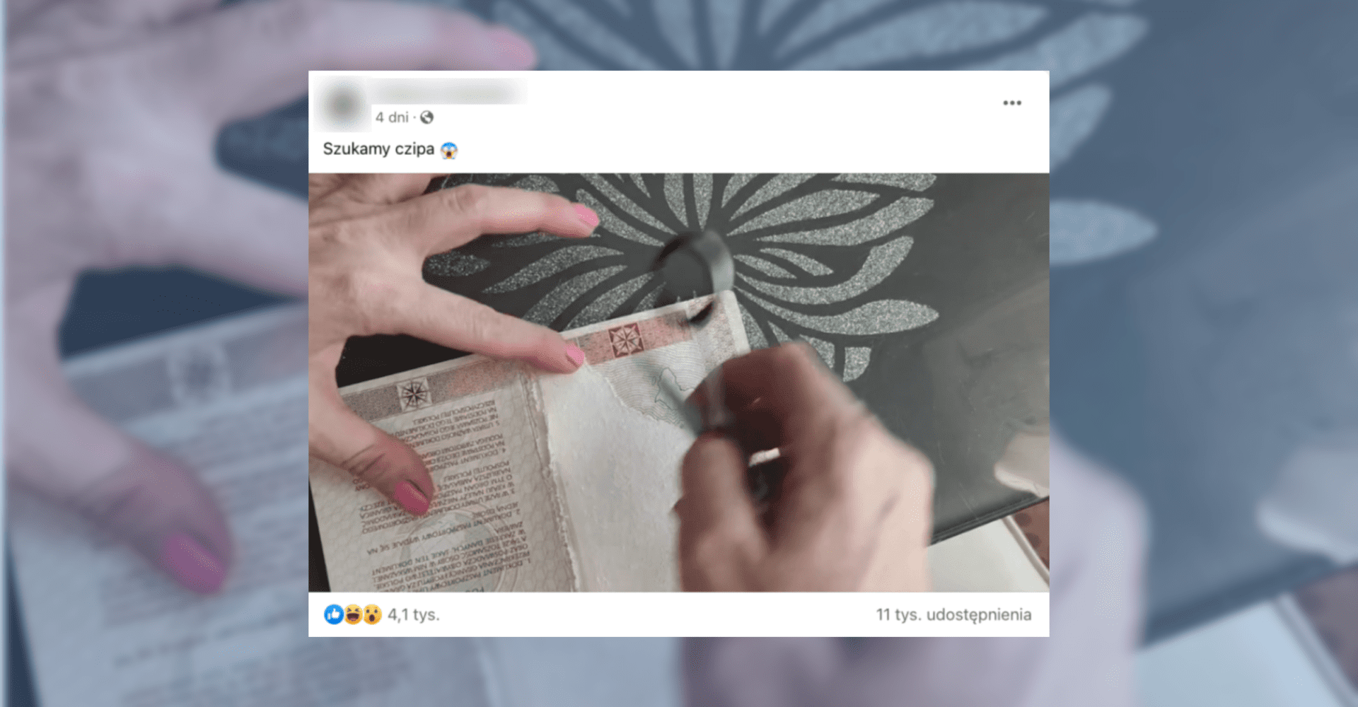 Screenshot przedstawiający posta sugerującego, że w paszportach znajdują się czipy