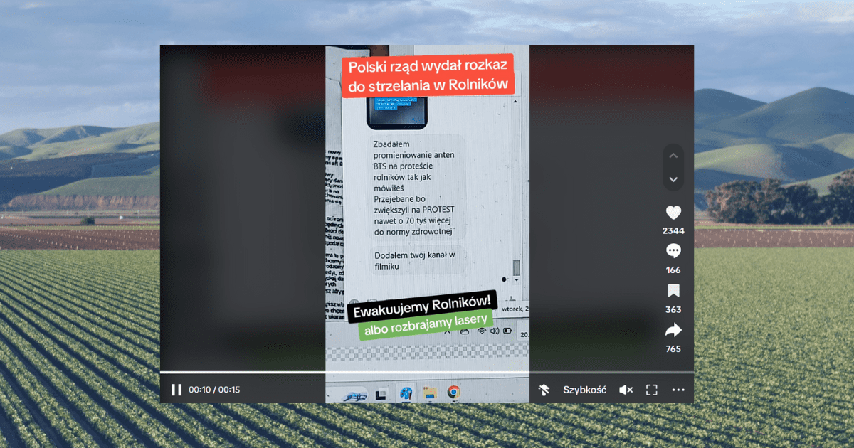 screen wiadomości, w tle pole