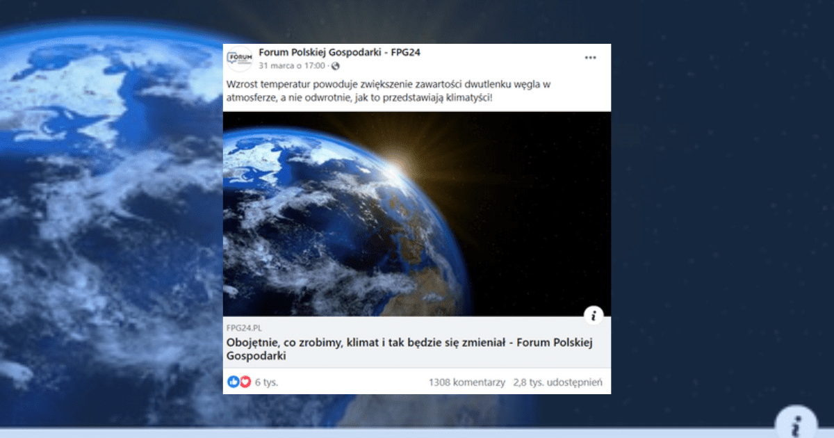 screen z Facebook, w tle kula ziemska