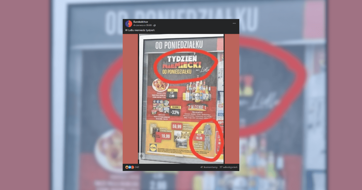 screen z facebooka pokazujący reklamę Lidla