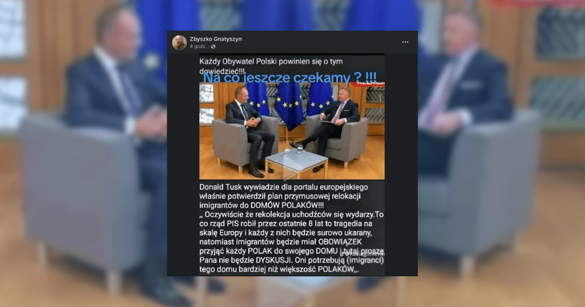 screen z facebooka, napis i zdjęcie dwóch siedzących osób