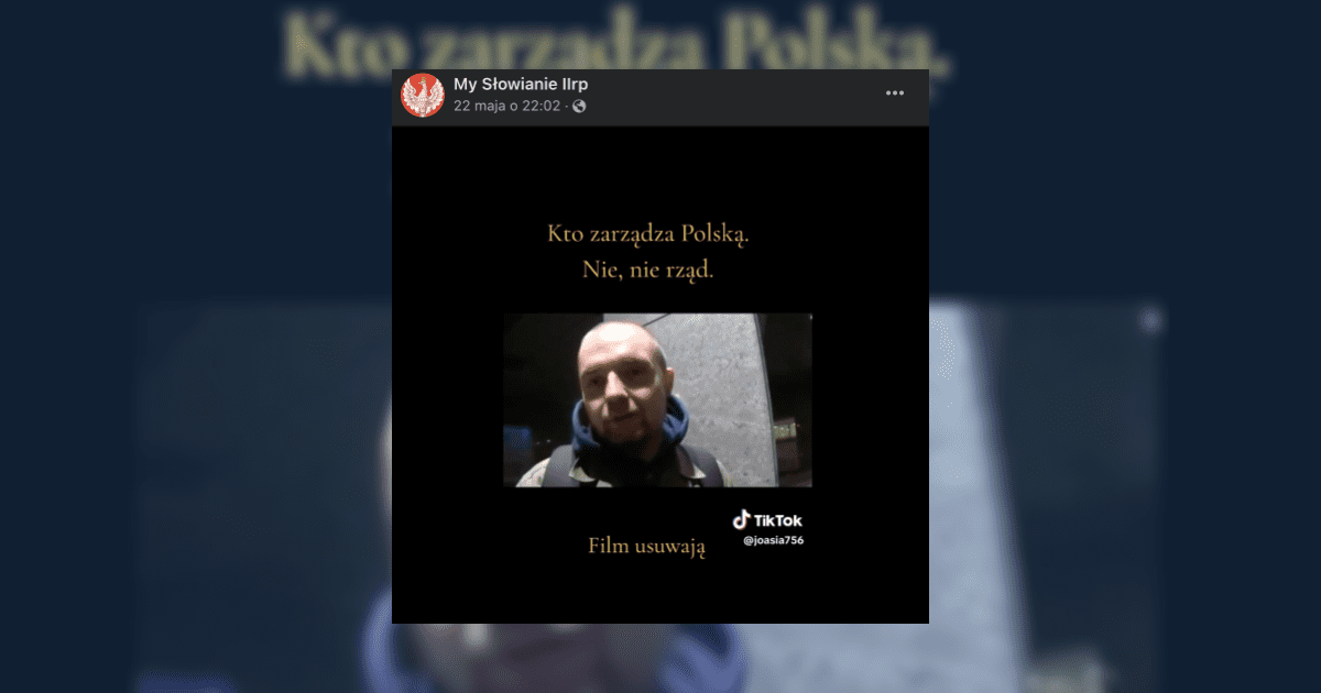 Screen z nagrania z Facebooka, na którym występuje mężczyzna
