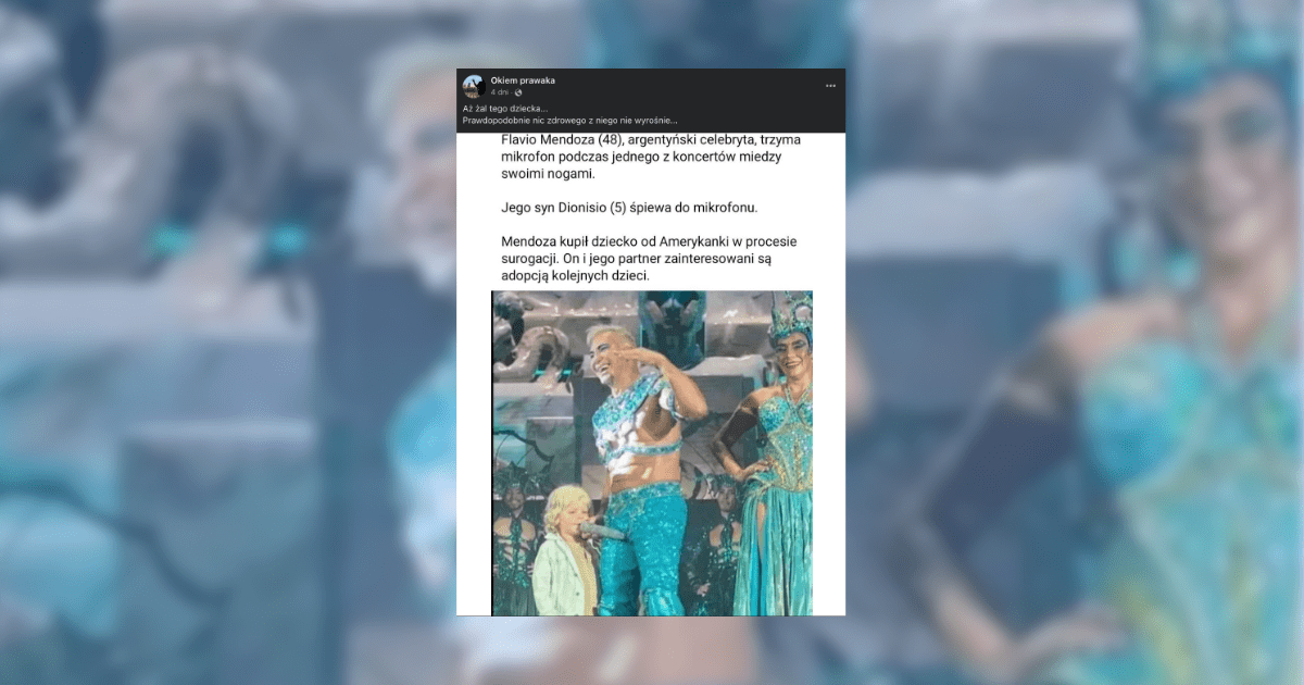 screen z facebooka, na zdjęciu mężczyzna i dziecko na scenie