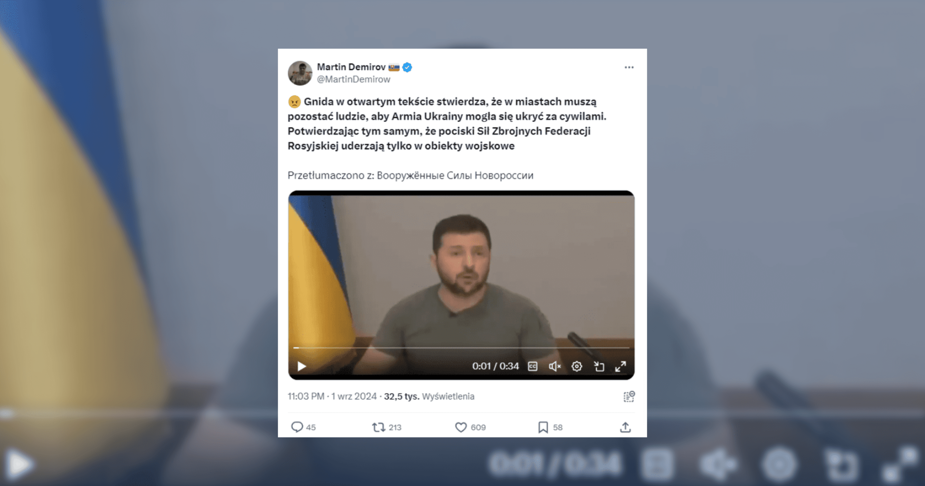 Czy Zełenski chciał użyć cywilów jako „żywych tarcz”? To manipulacja cytatem