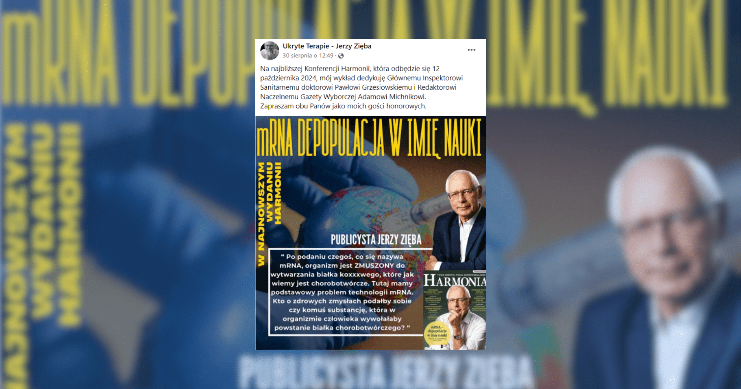 Jerzy Zięba mówi o depopulacji przy użyciu mRNA – to fake news