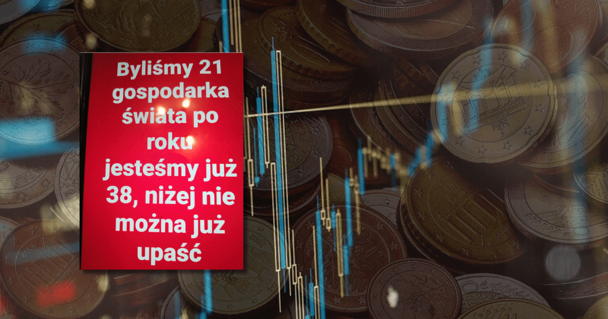 na grafice w tle monety i wykres oraz zrzut ekranu z Facebooka