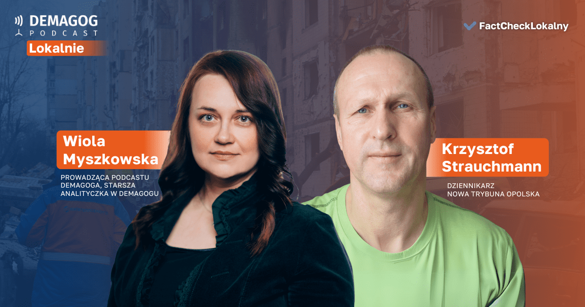 Na grafice Wiola Myszkowska, prowadząca podcast Demagoga i Krzysztof Strauchmann, dziennikarz Nowej Trybuny Opolskiej.