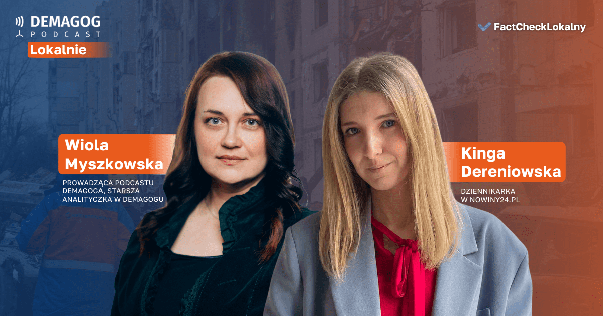 Wiola Myszkowska i Kinga Dereniowska na tle niebiesko-pomarańczowego tła