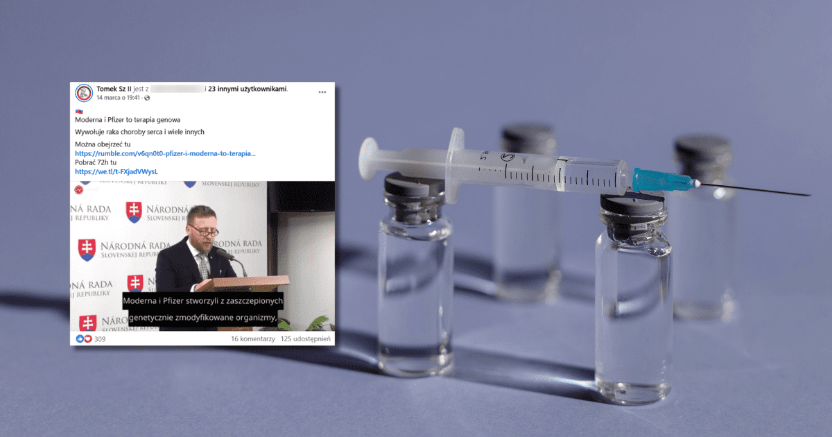 zdjęcie szczepionek i fake newsa opisanego w analizie