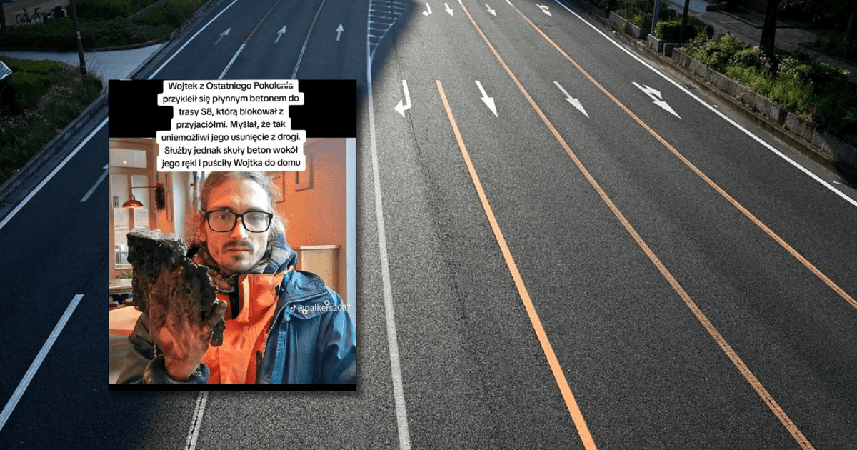 w tle droga wyasfaltowana i zrzut ekranu z Facebooka ze zdjęciem aktywisty