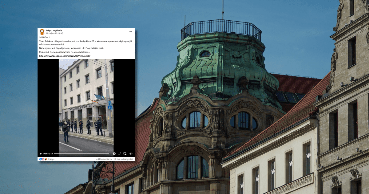 w tle dachy budynków we Wrocławiu, zrzut ekranu z Facebooka