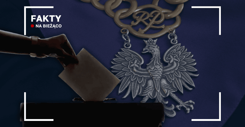 Łańcuch sędziowski. Na to nałożony napis fakty na bieżąco