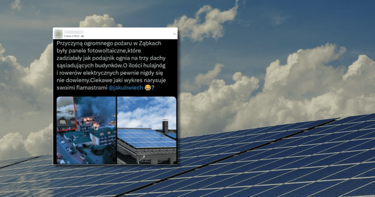 screen z Facebooka, w tle fotowoltaika