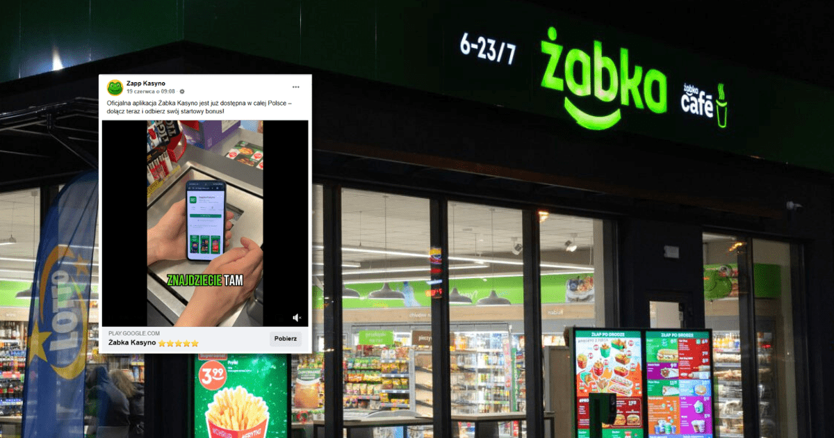 w tle sklep Żabka, zrzut ekranu z Facebooka