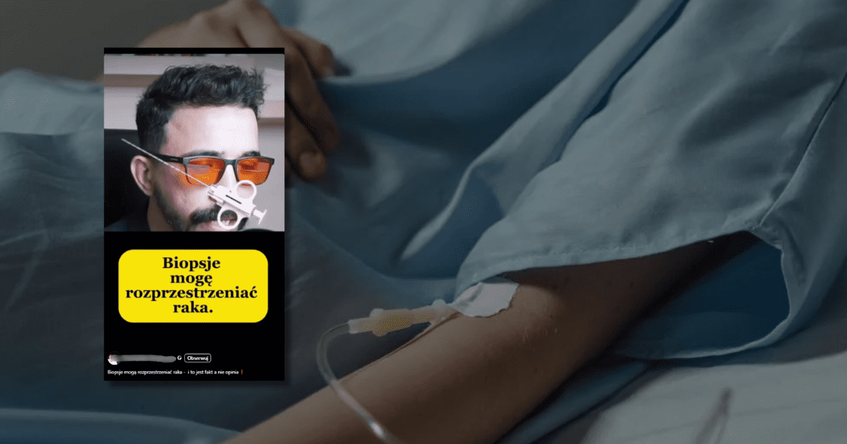 w tle pacjent, zrzut ekranu z Facebooka