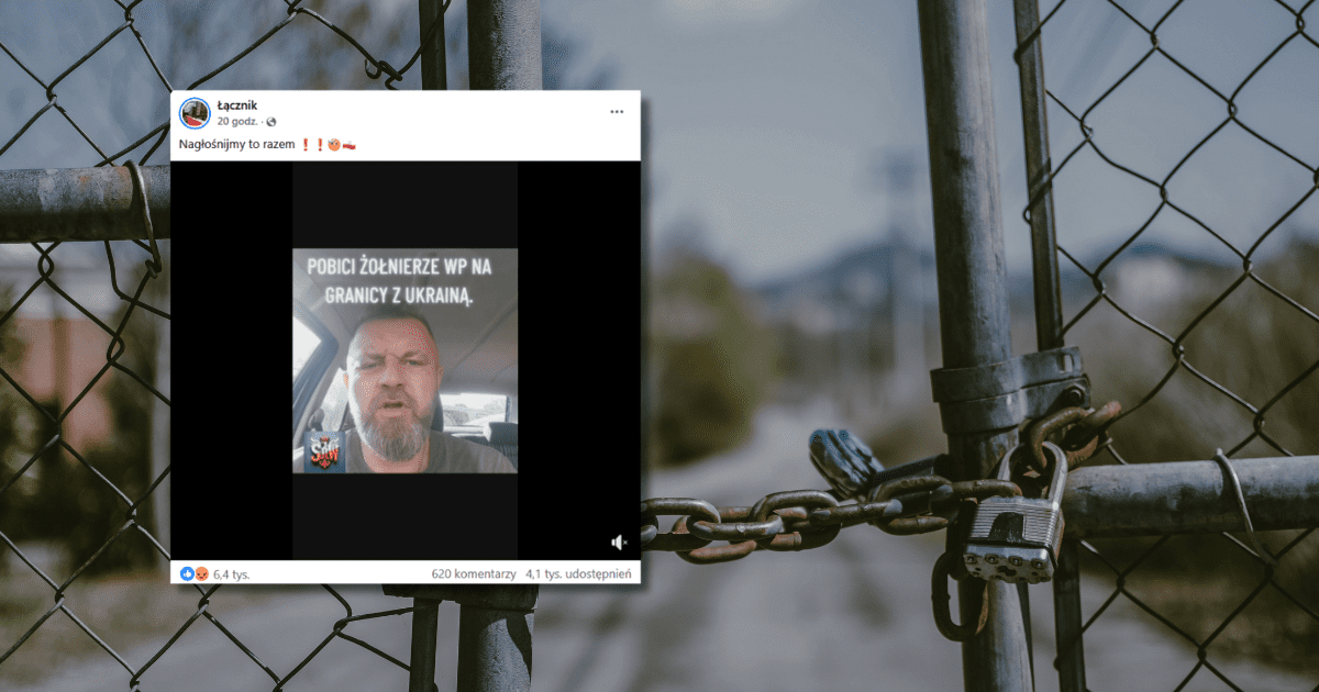 w tle ogrodzenie cyklonowe, zrzut ekranu z Facebooka