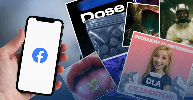 reklama z Facebooka, telefon z logo Facebooka