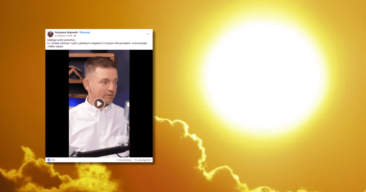 w tle słońce i chmury, zrzut ekranu z Facebooka
