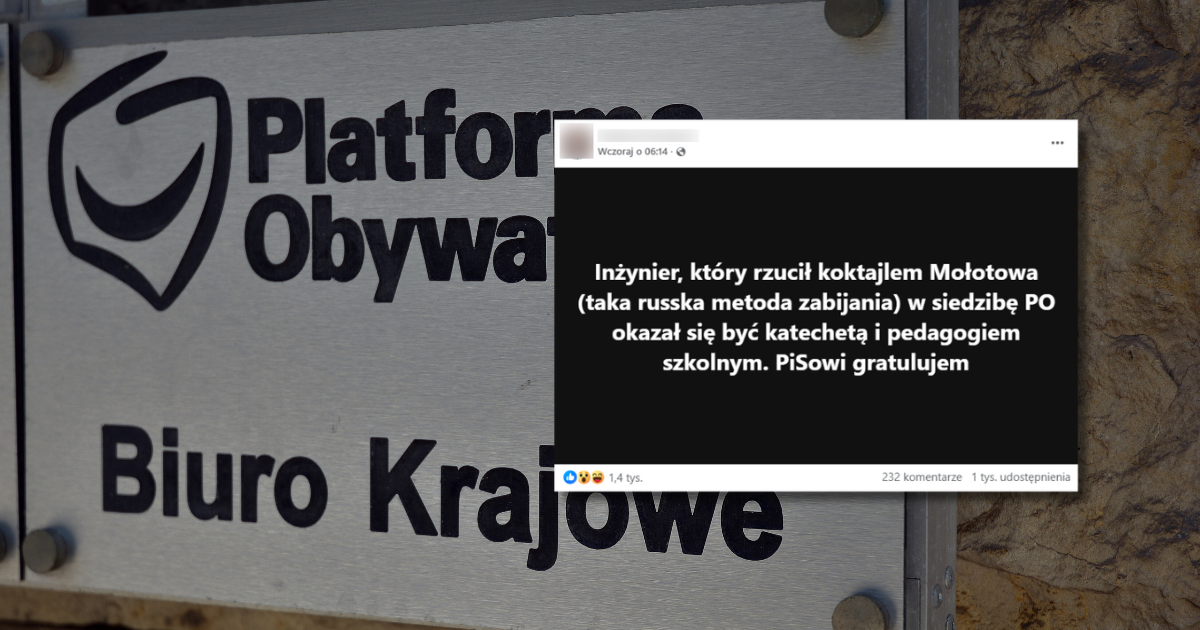 w tle logo Platformy Obywatelskiej, zrzut ekranu z Facebooka