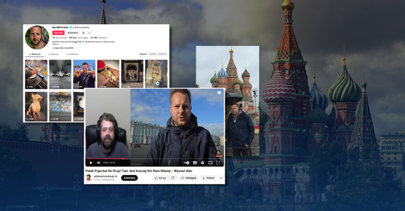 screen z Tiktok, Youtube, w tle Moskwa