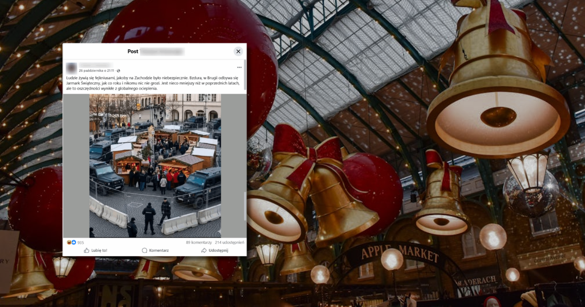 w tle ozdoby świąteczne, zrzut ekranu z Facebooka