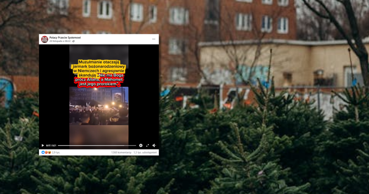 w tle choinki, zrzut ekranu z Facebooka