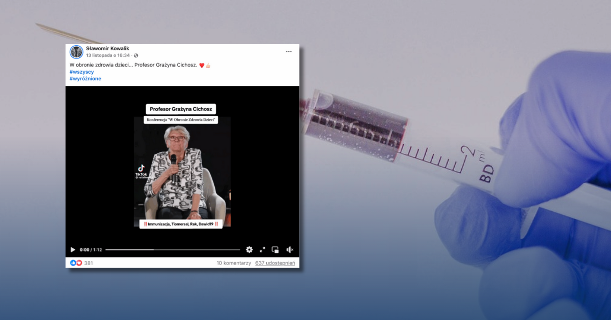 Tiomersal ze szczepionek powoduje autyzm Prof. Cichosz powiela fałszywe informacje