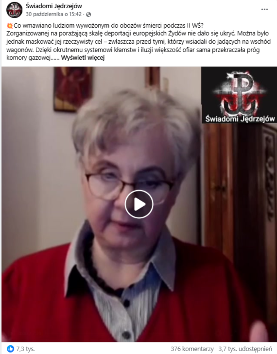 Wpis na Facebooku z nagraniem, w którym padają informacje o przymusowych szczepieniach po mobilizacji 