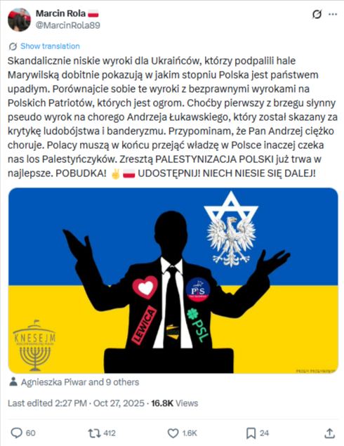 Grafika przedstawia zrzut ekranu z serwisu X.