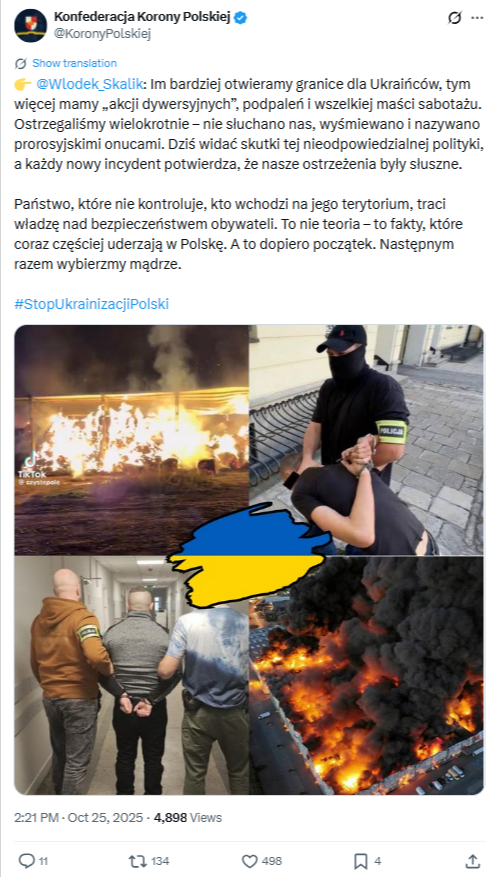 Grafika przedstawia zrzut ekranu z serwisu X.