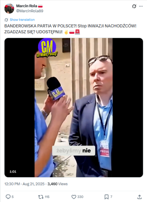 Grafika przedstawia zrzut ekranu z serwisu X.