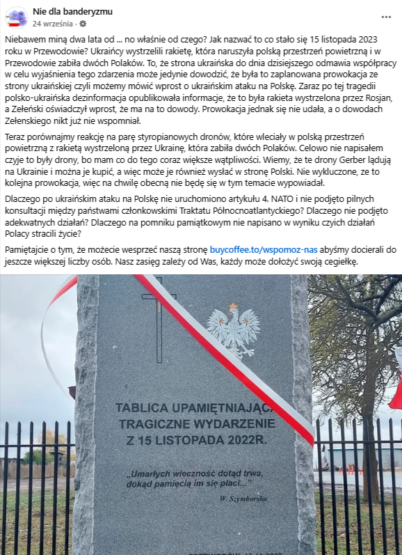 Grafika przedstawia zrzut ekranu z Facebooka.