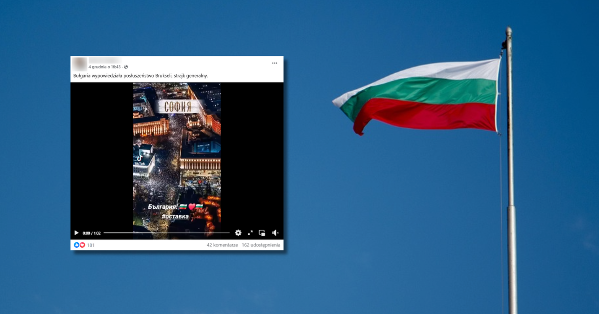 w tle flaga Bułgarii, zrzut ekranu z Facebooka
