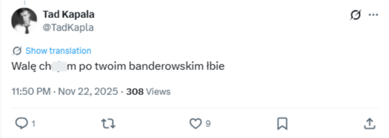 Grafika przedstawia zrzut ekranu z portalu X.
