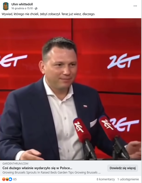 Wpis na Facebooku z nagraniem ze Sławomirem Mentzenem.