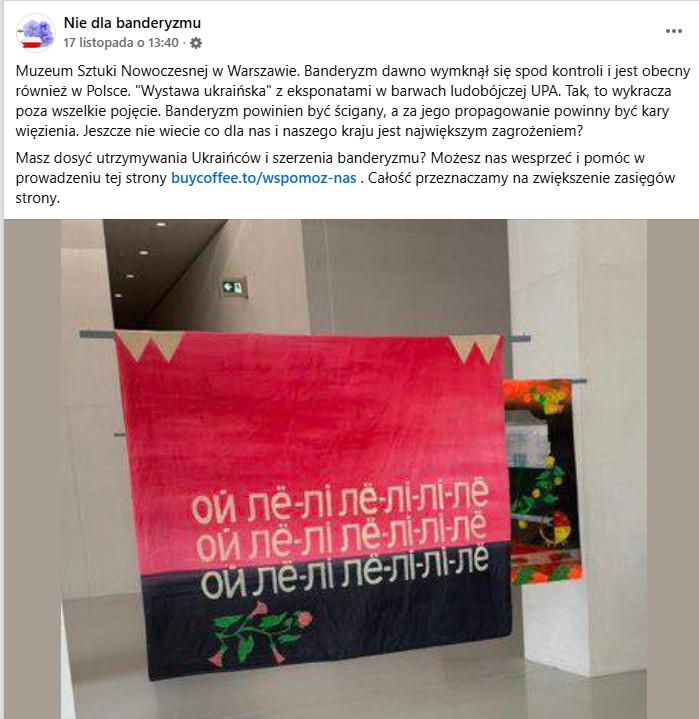 Grafika przedstawia zrzut ekranu z Facebooka.