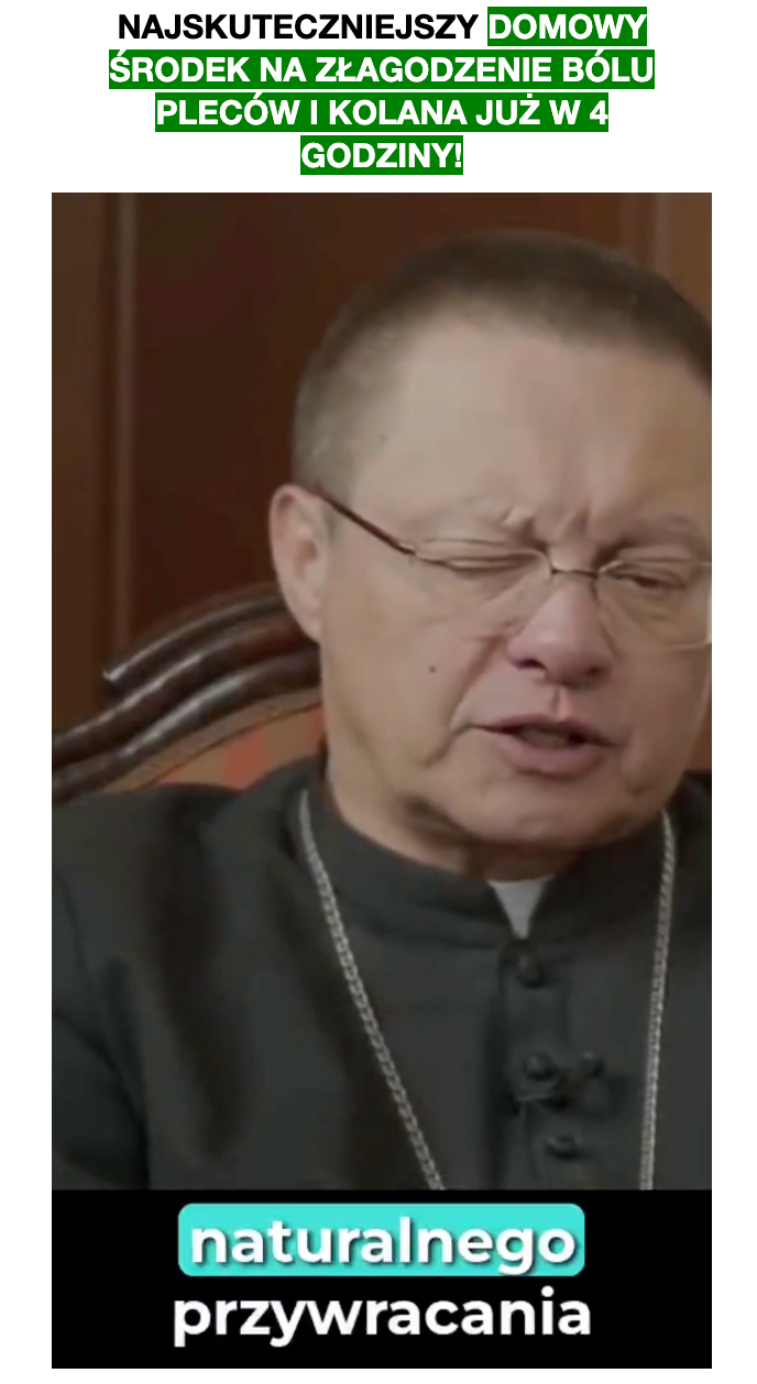Zrzut ekranu strony, w kadrze widać kardynała Grzegorza Rysia.
