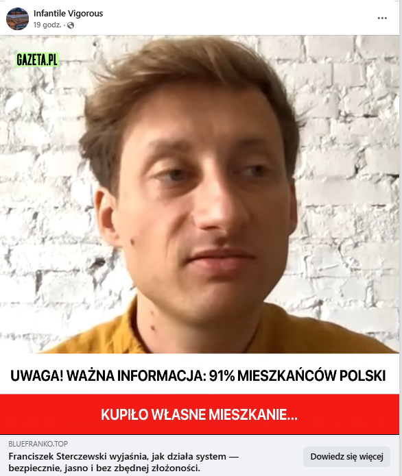 Wpis na Facebooku z nagraniem AI Sterczewskiego